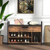 EasyCom Wooden Shoe Cabinet with Cushion- Shoe Bench with armrests