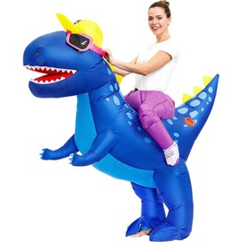Inflatable Dinosaur Costume Funny Costumes for Adults, Inflatable Costume for Carnival, Birthday, Holiday, Party, Gift, Blue
