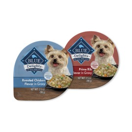 Blue Buffalo Delights Natural Adult Small Breed Wet Dog Food Cups, Pate Style, Chicken and Prime Rib 3.5-oz (12 Pack- 6 of Each Flavor)