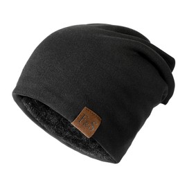 TAGVO Winter Beanie Hats for Men Women, Knit Beanie Hat with Warm Lining, Stretchy Soft Cuffed Beanies Cap Winter Warm Knitted Baggy Skull Cap for Women/Men/Her/Him/Dad Black