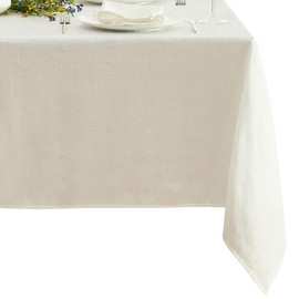 Elrene Home Fashions Villeroy & Boch Bristow Solid Texture Tablecloth - Premium Table Cover for Everyday Dining, Parties, and Special Occasions, White, 60"x144" Rectangle