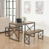 Vecelo 3Pcs Kitchen Dinning Table and Benches Set For 4-6,