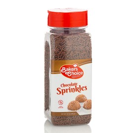 Chocolate Sprinkles Jimmies – Dessert Topping For Cooking, Baking and Decorating Ice Cream, Cupcakes and Sundaes – Dairy Free, Kosher - 10 oz. - Baker’s Choice