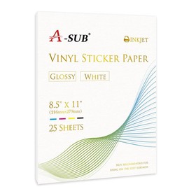 A-SUB DIY Printing Materials 3-in-1 Bundle – 25 Sheets Waterproof Glossy Vinyl Sticker Paper + 10 Sheets Dark Fabric Transfer Paper + 20 Sheets Clear Waterslide Decal Paper (8.5"x11") for Inkjet Printers:_T-shirt transfer paper