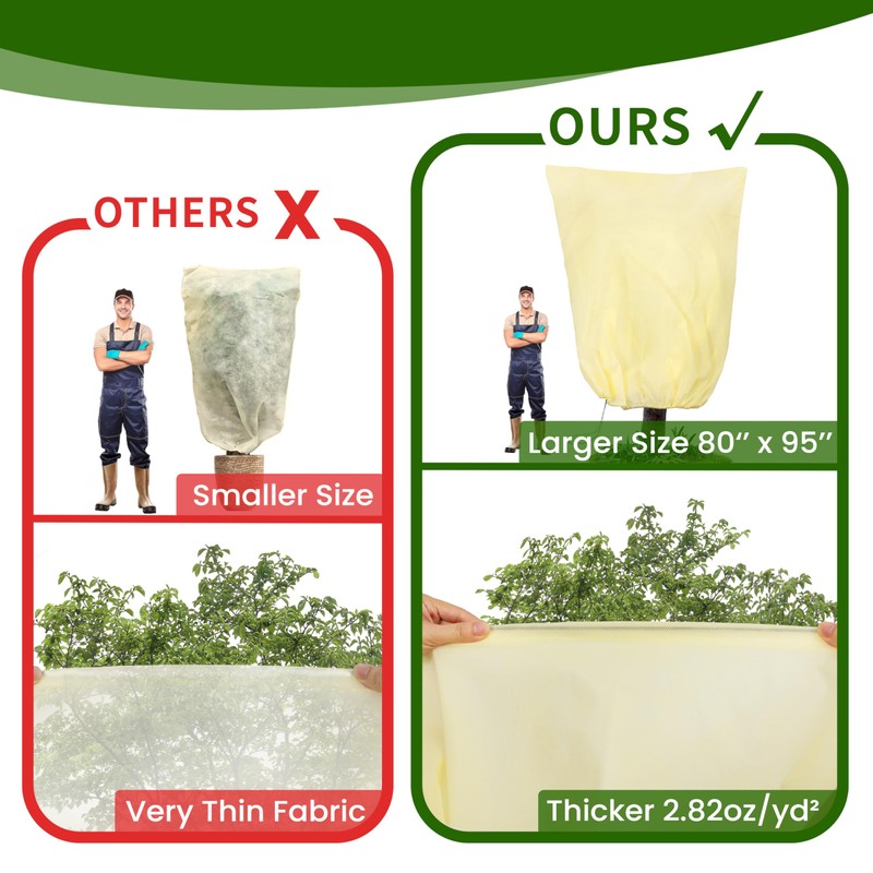 80”(W) x95”(H) Plant Covers Freeze Protection, 2.8oz/yd²Heavy-Duty Tree Covers, 1