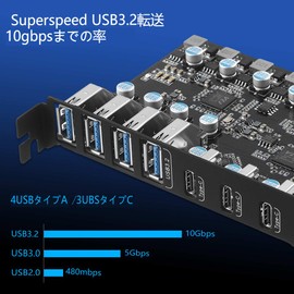Farboko 7-Port USB 3.2 Gen 2 PCI Express (PCIe) Expansion Card 10 Gbps (4 Type-A and 3 Type-C Ports), PCIe USB Motherboard Card for PC Desktop, No External Power Required
