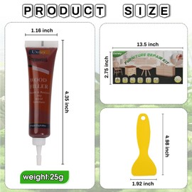 Uxney Wood Furniture Repair Kit,24 Colors Wood Fillers,Wood Scratch Repair Covers & Removers for Repairing Scratches, Dings, Cracks and Holes in Cabinets(Red Series)