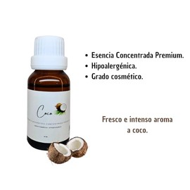 Esencia Aromática Premium de Coco, Concentrada, Hipoalergénica, Grado Cosmético, para Difusores y Jabones