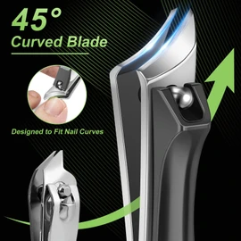 Ingrown Toenail Clippers, Slanted Nail Clippers for Thick Nails for Seniors, Edgy Angled Finger Nail Cutters for Adult, Men, Women with Curved Blade, Nail File