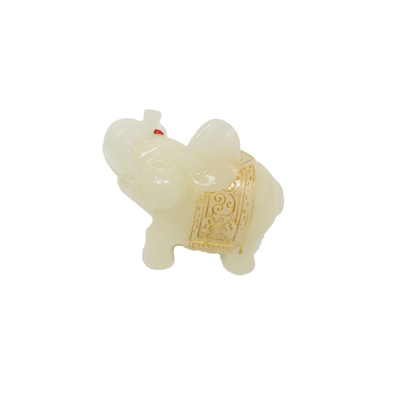 Feng Shui Set of 3 White Jade Elephant Statues Wealth