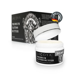 LACOYA® - Premium tattoo butter for freshly tattooed skin - care cream for daily tattoo after-care care care - tattoo cream with shea butter vegan, breathable (made in Germany) - tattoo care balm