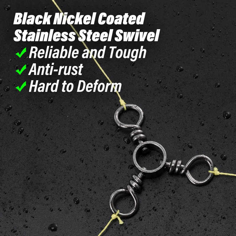 Dr.Fish Assortment 50 Three-Way Swivels Triple Swivels Trolling Catfish Rig