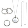 DELORIGIN 4pcs Photo Locket Charms Necklace Pendant Round Stainless Steel