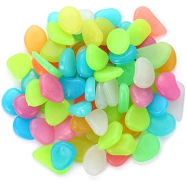 Ruiuzioong Luminous Stones, Pack of 100 Luminous Stones, Pebbles, Fluorescent Pebble Stones for Aquarium, Garden, Children's Room Decor (100 Pieces, Colourful)