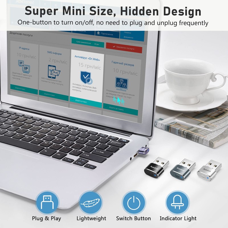 AUEDROT Mouse Jiggler Undetectable Metal USB Mouse Mover with Switch