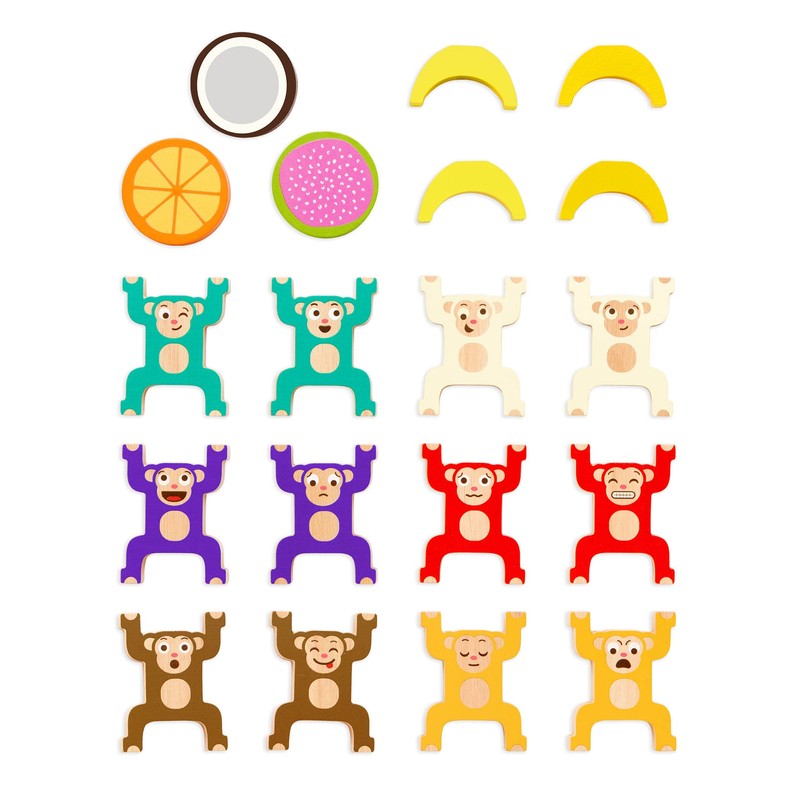 Battat Education – Stacking Toy for Kids – Wooden Monkeys