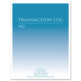 BookFactory Transaction Notepad/Transactions Pad/Ledger/Top Bound Register Notepads - 1 Notepad, 50 Pages,8.5" x 11" (PAD-050-7CPD3(Transactions-Log)-BX)
