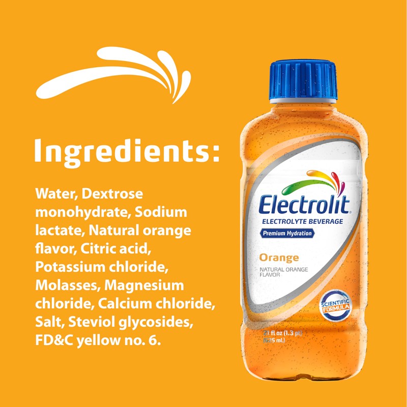 Electrolit, Electrolyte Beverage, Orange, 21 Fl Oz bottle (Pack of