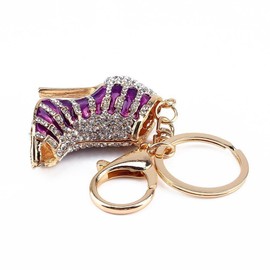 JewelBeauty Purple High Heel Shoes Crystal Keychain Keyring Handbag Pendant Purse Charm Car Bag Hanging Decor Gift