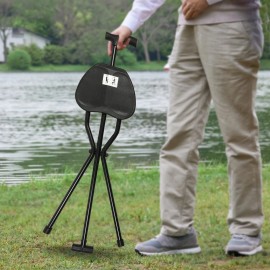 Unbranded Walking Stick with Seat Folding Cane Chair Portable Elders Travel Hiking Chair