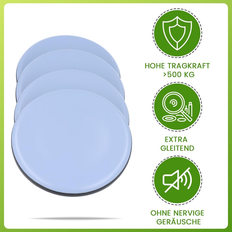 Gleitgut 4 x Furniture Coasters 65 mm Piano Bowl Teflon