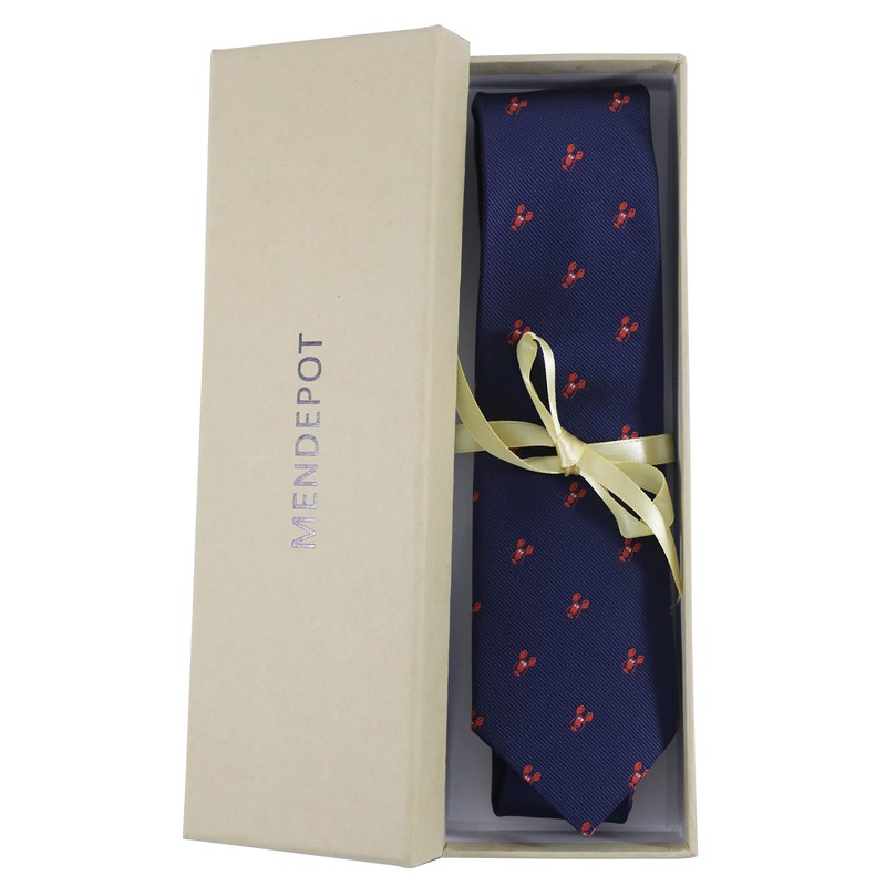 MENDEPOT - Corbata con diseño de langosta, color rojo y