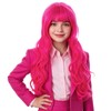 Kids Hot Pink Wig Girls Long Pink Curly Wigs with