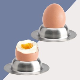 Boiled Egg Holder Egg Cups 2 Pieces, Metal Egg Cup Holder for Chicken Eggs Duck Eggs Stainless Steel Egg Tray for Kids
