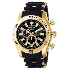 Invicta Men's 0140 Sea Spider Collection 18k Gold Ion-Plated and Black Polyurethane Watch