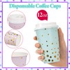 40 Set 12oz Pastel Gold Dot Paper Cup Sparkly Gold
