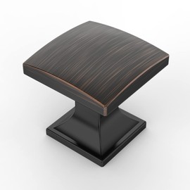 Amerdeco 10 Pack 1-1/3 Inch Oil Rubbed Bronze Cabinet Knobs and Pulls - Single Hole Round Drawer Knobs for Bathroom Cabinets K0014