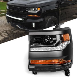 FIONE HID Headlight Assembly Compatible with Chevy Silverado 1500 2016-2018/2019 Silverado 1500 LD Black Housing Headlamp Left Driver Side 84388723 GM2502451