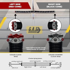 Garage Door Torsion Spring Replacement 2" Pair 273x2x41 w/Winding Bars, 1" Steel Bearing, Gloves & Wrench Precision E-Coating 5-Year Warranty Min. 30,000 Cycles for Left and Right Side of Garage Door