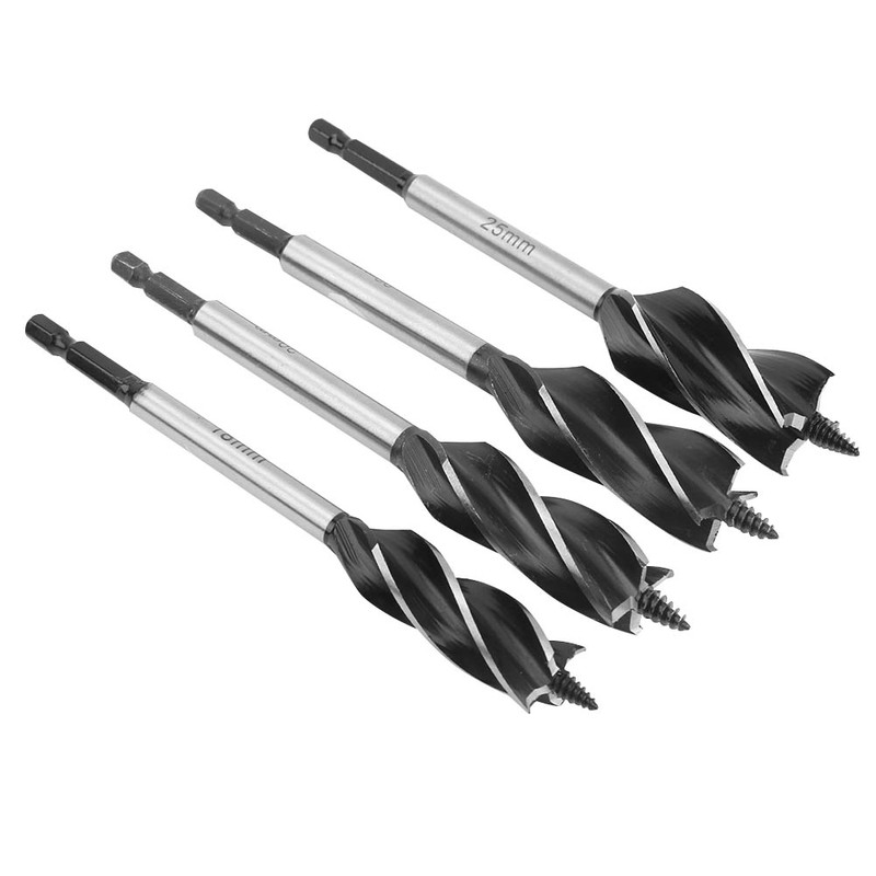 4Pcs Auger Bits Wood Cutting Hole Saw Reaming Twist Drill