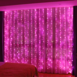 HXWEIYE 300LED Pink Fairy Curtain Lights with Remote 8 Modes Timer for Bedroom, 9.8x9.8Ft USB Plug in Adapter Fairy String Lights for Outdoor, Weddings, Party, Garden, Wall, Decorations