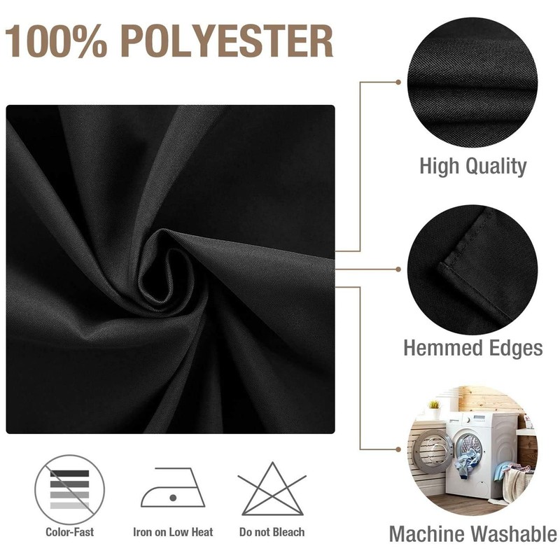 Namvo Black Cotton Polyester Square Table Cloth Cover For Dining