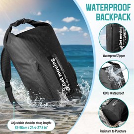 ENONEO Dry Bag Waterproof Bag 10L 20L Lightweight RollTop Waterproof Backpack Outdoor Large Waterproof Pack Sack Duffel Bag with Shoulder Strap for Kayak Rafting Swimming Bathing Fishing, 10L, Black