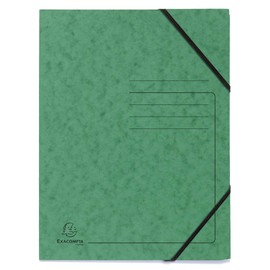 Exacompta 555413E Pack of 5, Premium Corner Folder Made in Germany Made of Extra Strong Colorspan Cardboard DIN A4 with 2 Elastic Bands, Document Folder, Ideal for the Office and School, Green
