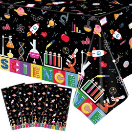 4Pack Scientist Theme Birthday Tablecloth Theme Birthday Party Supplies Mad Scientist Table Cover Rectangular  51 x 86in Laboratory Table Covers for Lab Party Decor