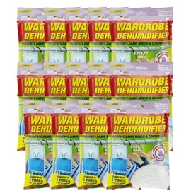x14 Disposable Wardrobe Dehumidifier Hanging Bags - Specially Designed to Remove Moisture from Wardrobes - Absorbs Damp, Moisture & Condensation Fast & Effectively (Citrus)