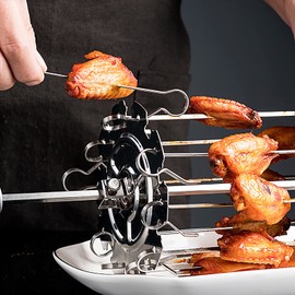 VIFERR Rotating Kebab Skewers Stainless Steel Roasting Tray Rotisserie Skewer with 10 Sticks for Most Air Fryer Ovens Kebab Maker Grill 25 cm