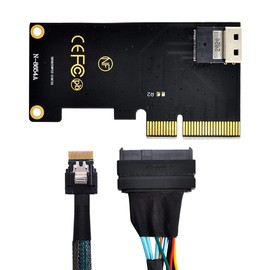 Xiwai PCI-E 3.0 4.0 to SFF-8654 Slimline SAS Card Adapter and U.2 U2 SFF-8639 NVME PCIe SSD Cable for Motherboard SSD