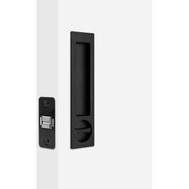 MORNWELL Cerradura para Puerta Corrediza sin Llave,con Manual,Juego de Chapa para Puerta Corrediza Empotrada,Cerradura de Puerta Bolsillo Invisible Manija para Baño,Balcón,Gabinete,Interior(Negro)