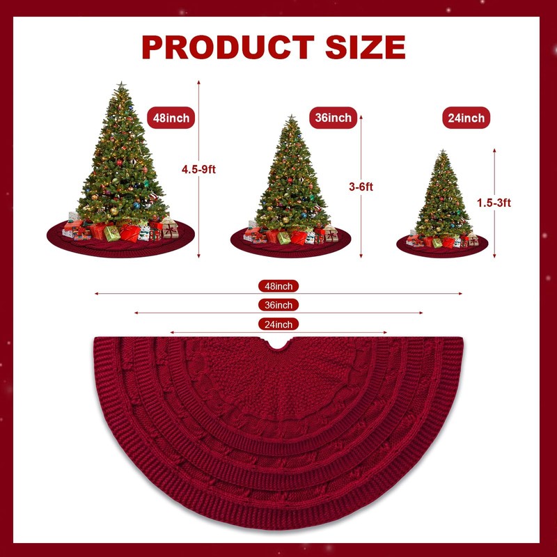 Christmas Tree Skirt for 6 Ft Christmas Tree, 36 Inch