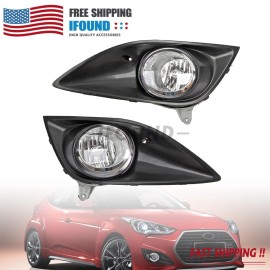 Cahuczlhoz Pair Fog Lamp W/Bezel Kit LH+RH For 2013-2016 Hyundai Veloster Turbo 865232V500