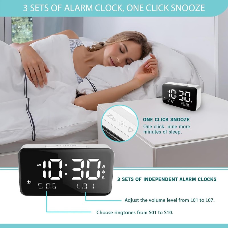 Talking Alarm Clock and Countdown Timer, Hourly Chime for Visually