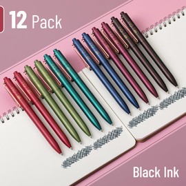 Mr. Pen- Retractable Gel Pens, 12 Pack, Black Ink Gel Pens Fine Point 0.5mm, Metallic Dark Vintage Barrels, Fast Dry, Retractable Pens, Gel Ink Pens, Aesthetic Pens for Journaling Fine Tip Pens