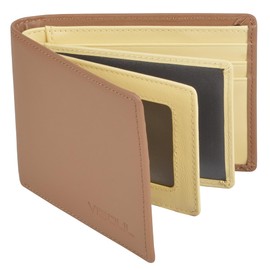 VISOUL Commuter Holder, 12 Card Slots, Genuine Leather, Pass Case, License, Bill Holder, Card Case, Driver's License Case, Cowhide Leather, Commuter Case, Men's, Women's, Italian Leather Mini Wallet, Thin Card Case, Lightweight Case, Tan, Lemon Yellow