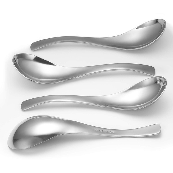 Hiware Thick Heavy-weight Soup Spoons, High Quality Stainless Steel Soup Spoons, Table Spoons, Set of 6
