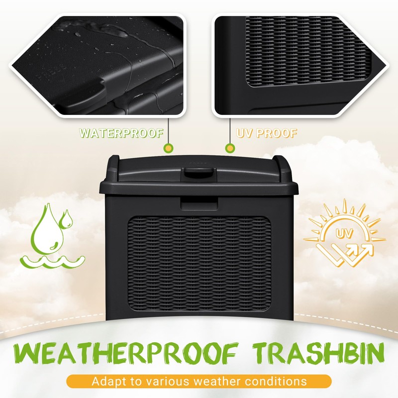 YESHOMY 2 Pack Outdoor Trash Can with Lid, Garbage Bins